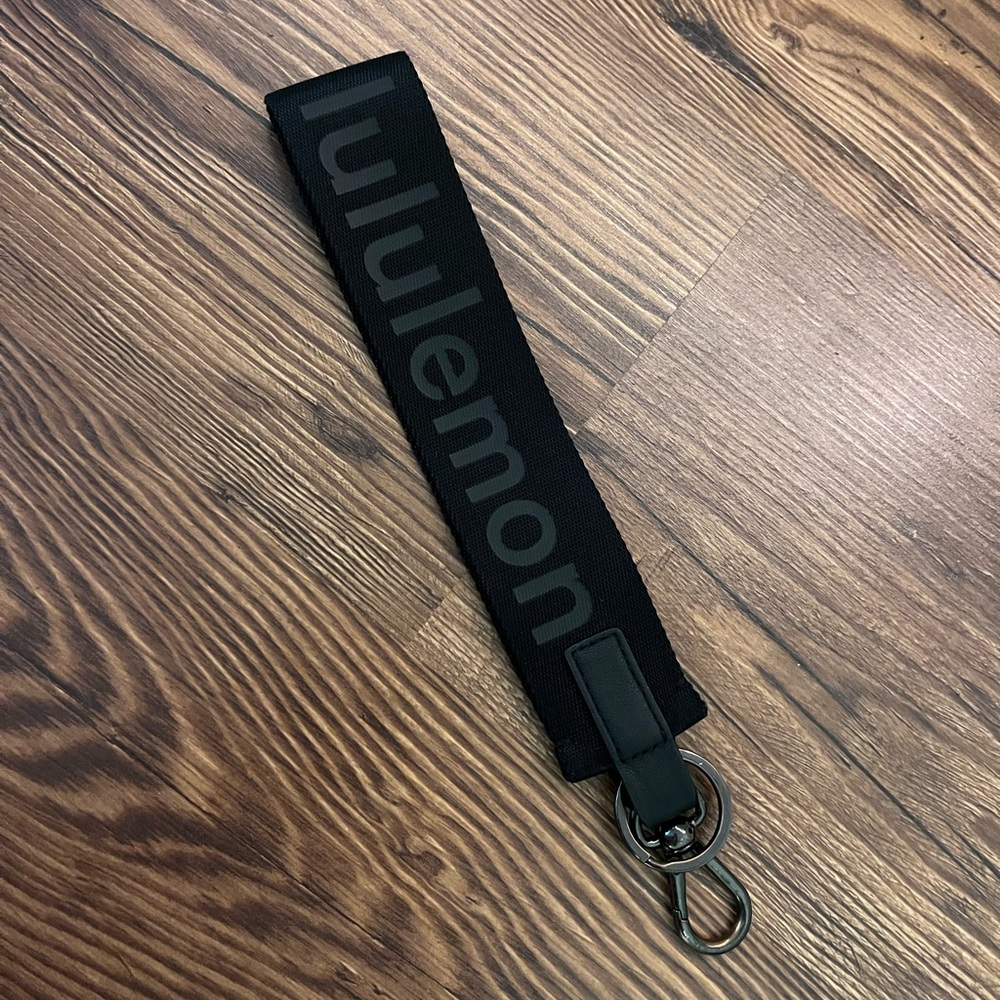 lululemon athletica Black Logo Wristlet Key Fob